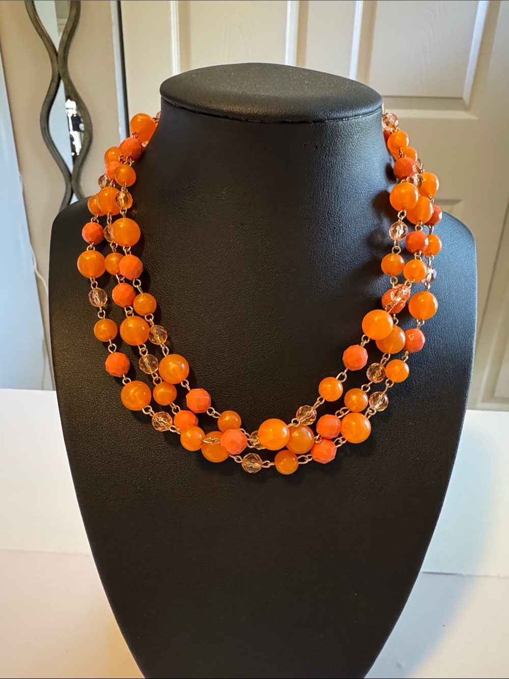 Bright Orange Multi-Strand Beaded Necklace - Women Jewelry
